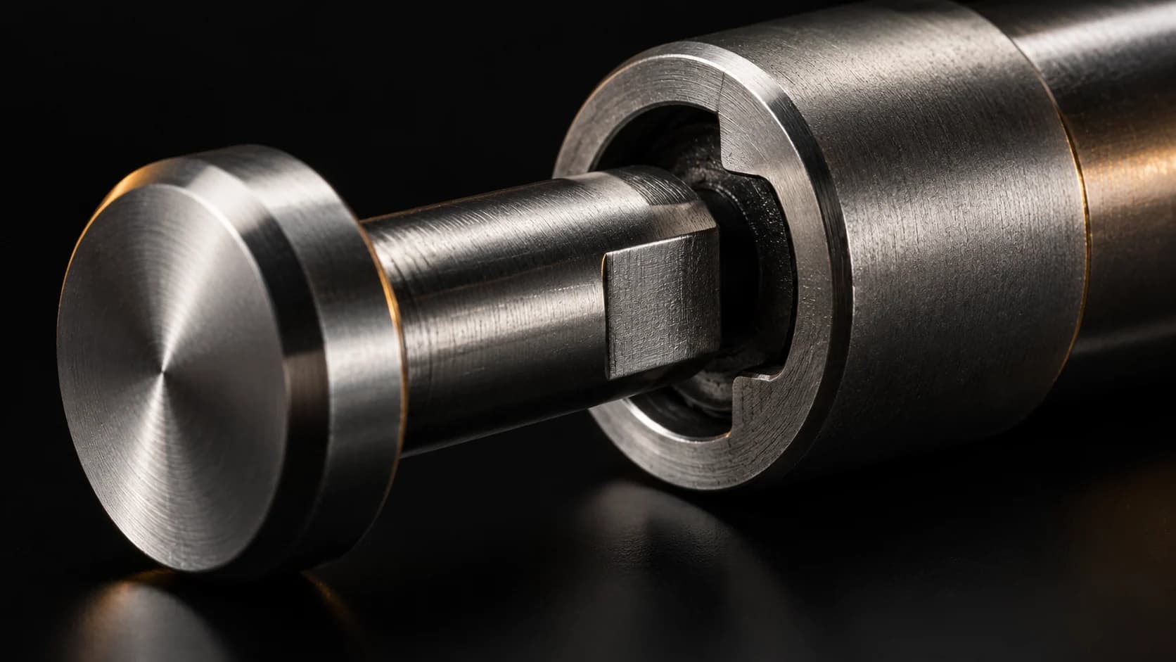 Steel indexing pin fitting one keyed socket.