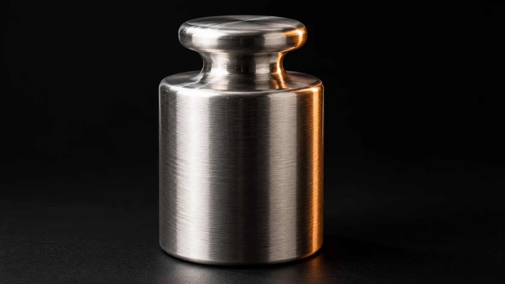 A brushed steel calibration weight, illustrating consistent measurement boundaries for acquisition cost.
