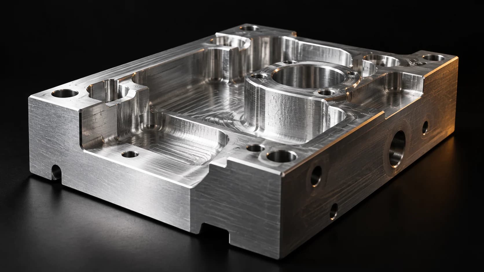 The cover shows partially milled aluminum prototype block with visible tool marks.