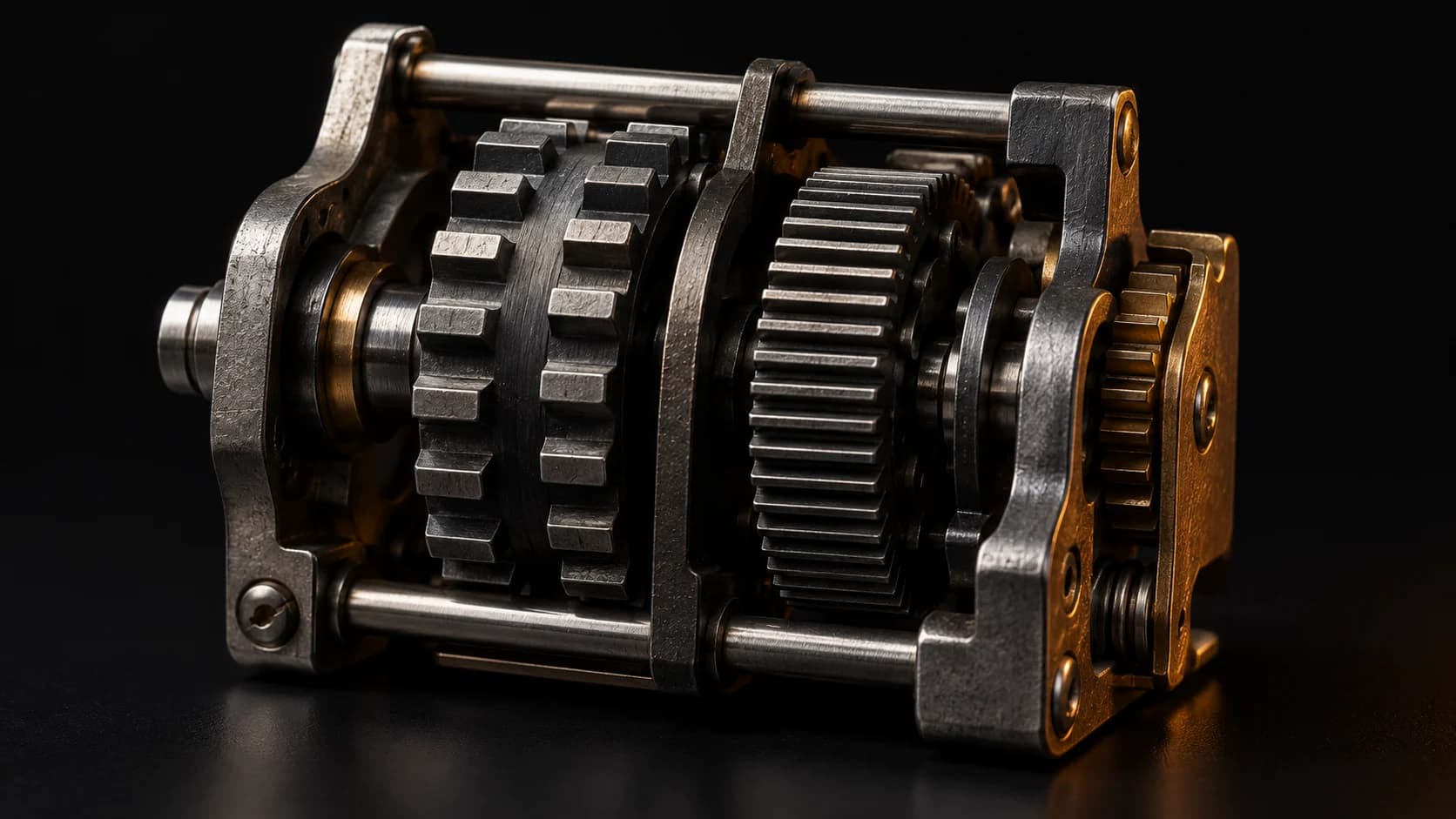 Mechanical dual-counter wheel assembly with two different tooth spacings.