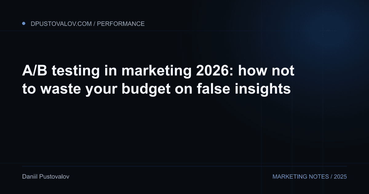 Cover: A/B testing in marketing 2026: how not to waste your budget on false insights
