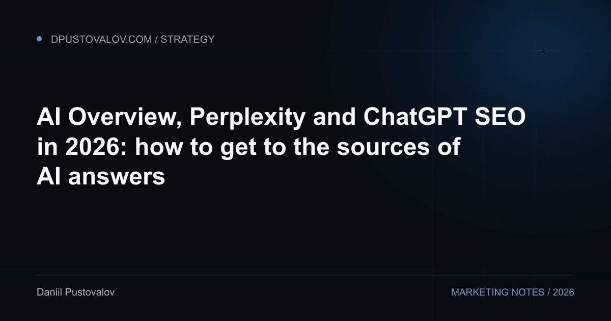 Cover: AI Overview, Perplexity and ChatGPT SEO in 2026: how to get to the sources of AI answers