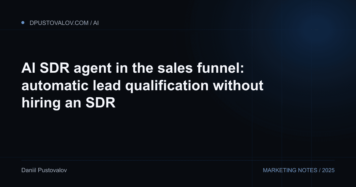 Cover: AI SDR agent in the sales funnel: automatic lead qualification without hiring an SDR