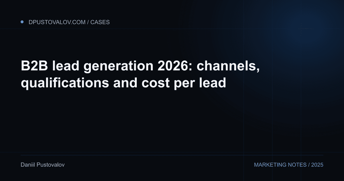 Cover: B2B lead generation 2026: channels, qualifications and cost per lead