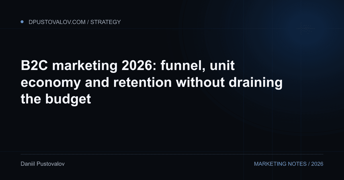 Cover: B2C marketing 2026: funnel, unit economy and retention without draining the budget