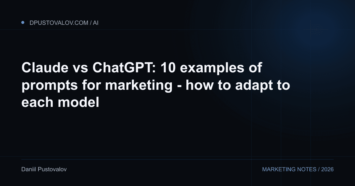 Cover: Claude vs ChatGPT: 10 examples of prompts for marketing - how to adapt to each model