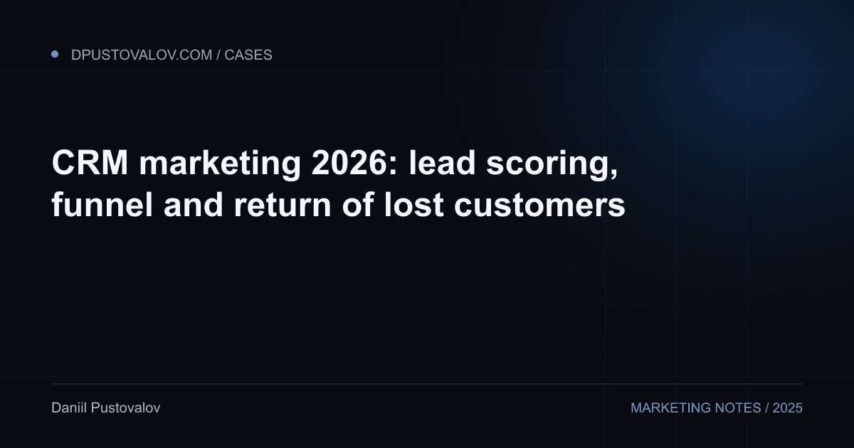 Cover: CRM marketing 2026: lead scoring, funnel and return of lost customers