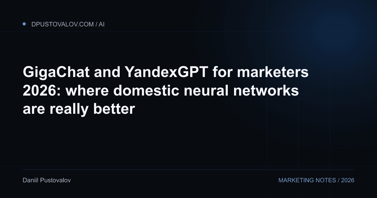 Cover: GigaChat and YandexGPT for marketers 2026: where domestic neural networks are really better