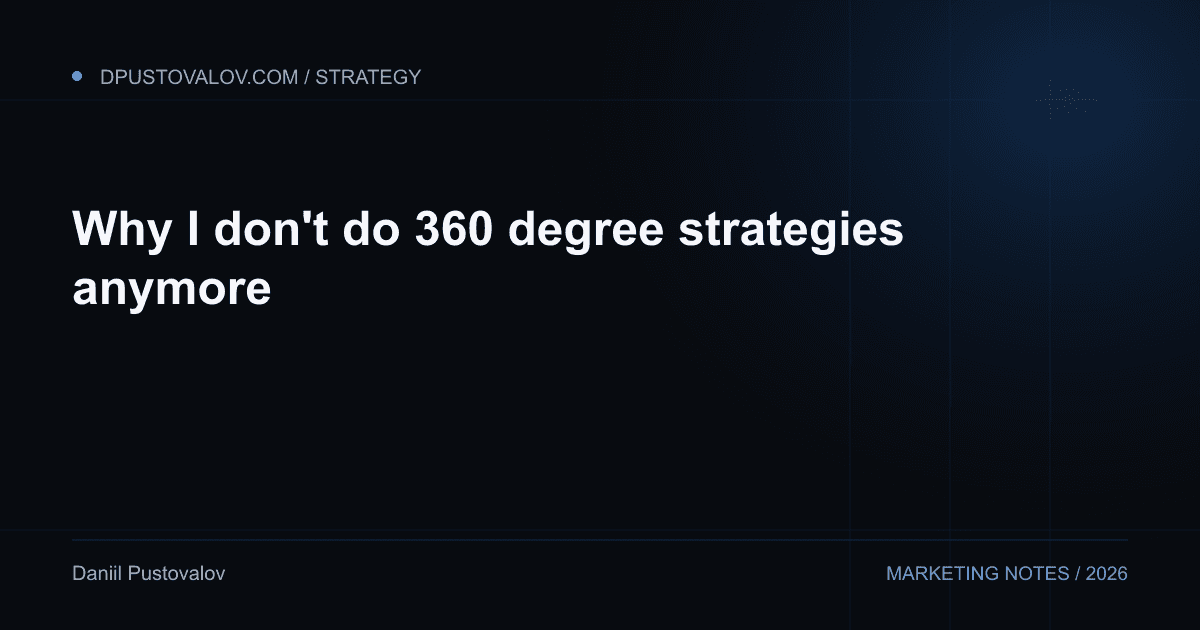Cover: Why I don't do 360 degree strategies anymore