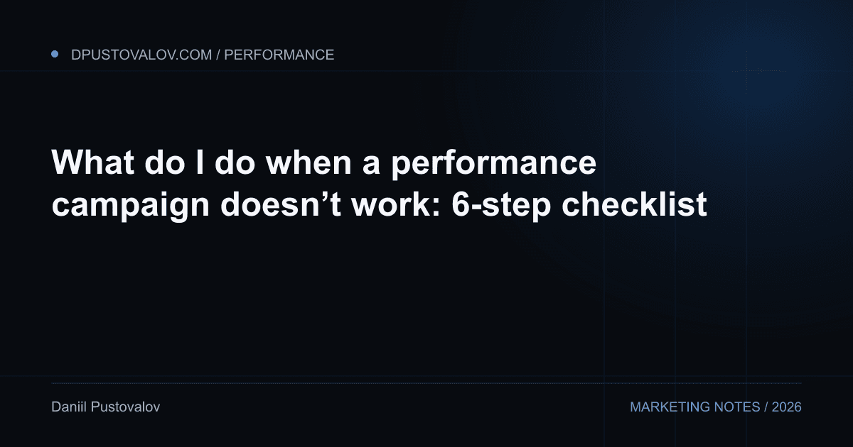 Cover: What do I do when a performance campaign doesn’t work: 6-step checklist