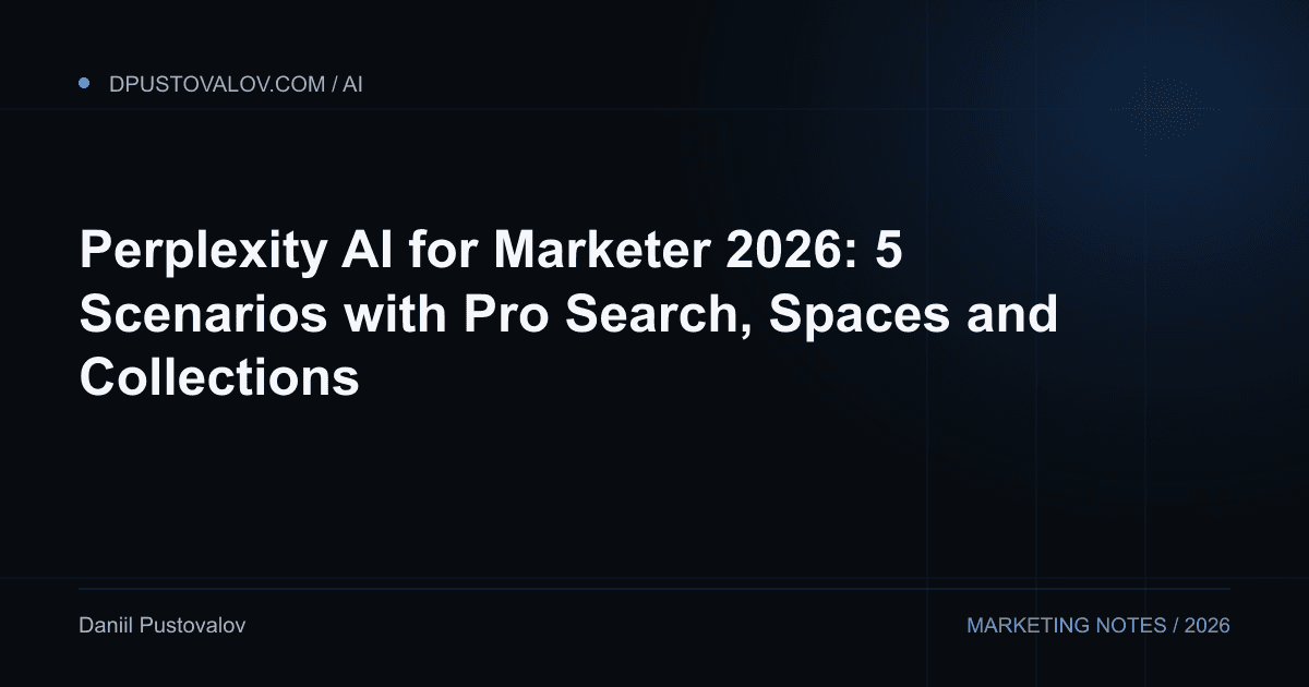 Cover: Perplexity AI for Marketer 2026: 5 Scenarios with Pro Search, Spaces and Collections