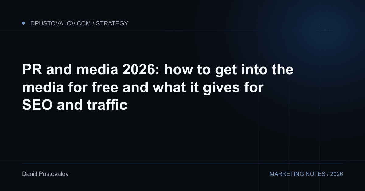 Cover: PR and media 2026: how to get into the media for free and what it gives for SEO and traffic