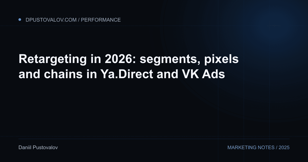 Cover: Retargeting in 2026: segments, pixels and chains in Ya.Direct and VK Ads
