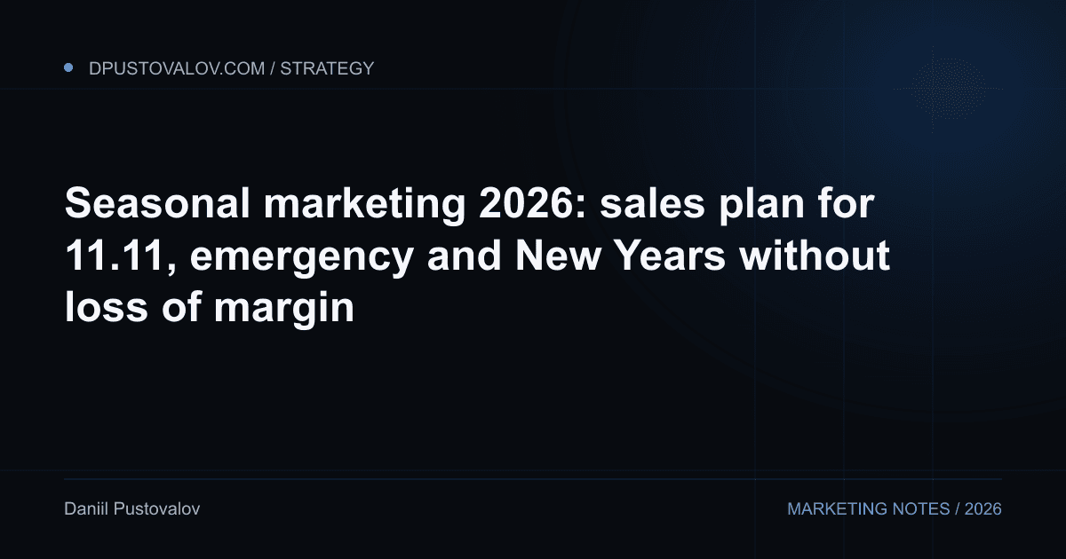Cover: Seasonal marketing 2026: sales plan for 11.11, emergency and New Years without loss of margin