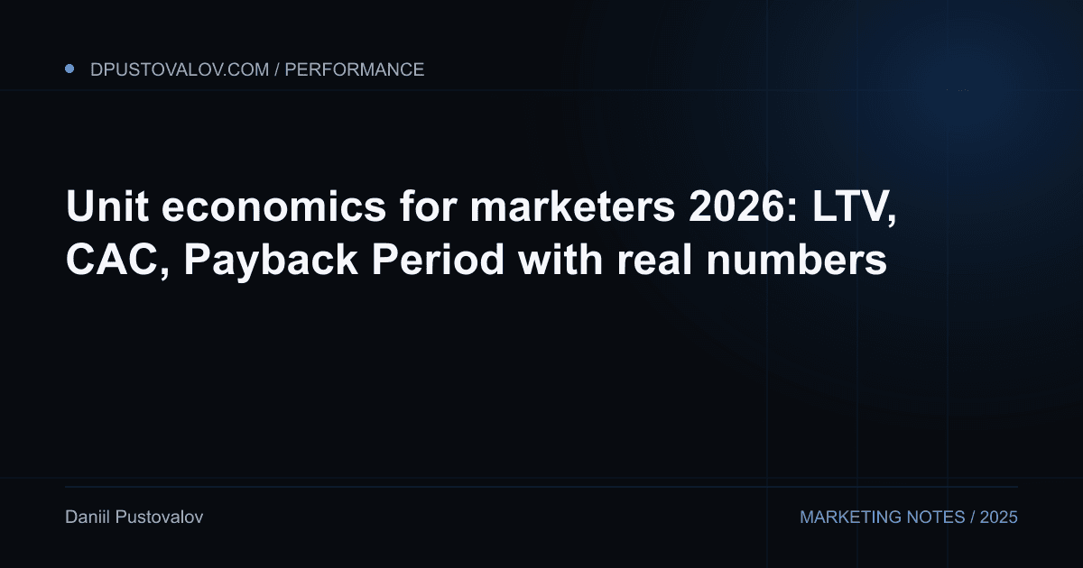 Cover: Unit economics for marketers 2026: LTV, CAC, Payback Period with real numbers
