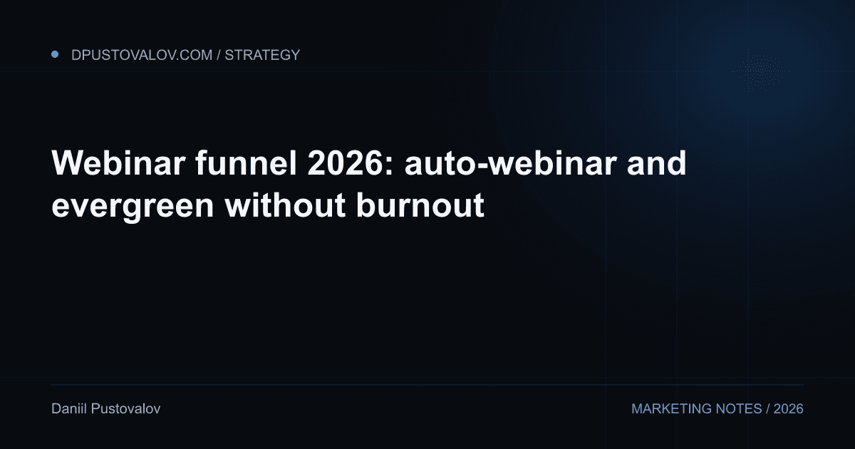 Cover: Webinar funnel 2026: auto-webinar and evergreen without burnout
