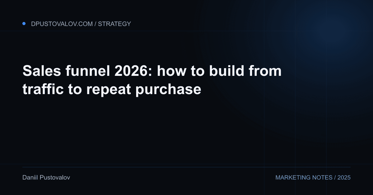 Cover: Sales funnel 2026: how to build from traffic to repeat purchase