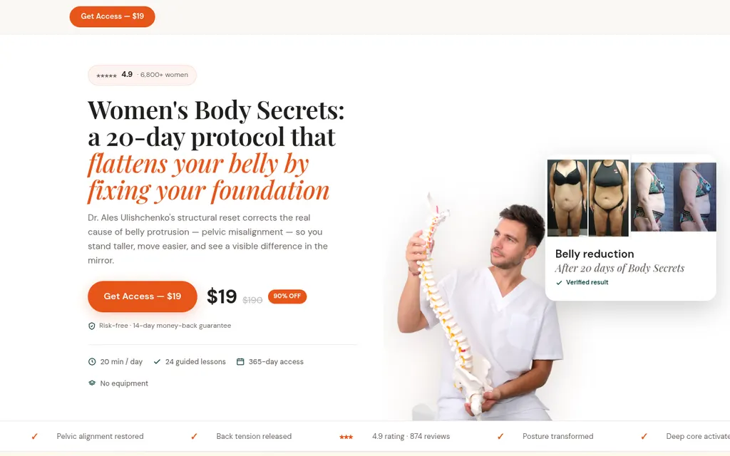 Website screenshot Women's Body Secrets